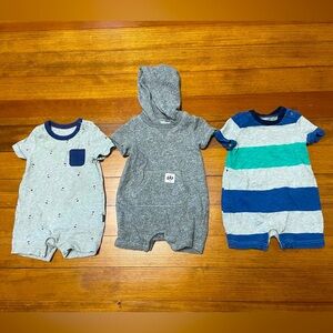 GAP Baby Rompers - Stripes, Gray & Ice Cream Print Size 3-6 Months